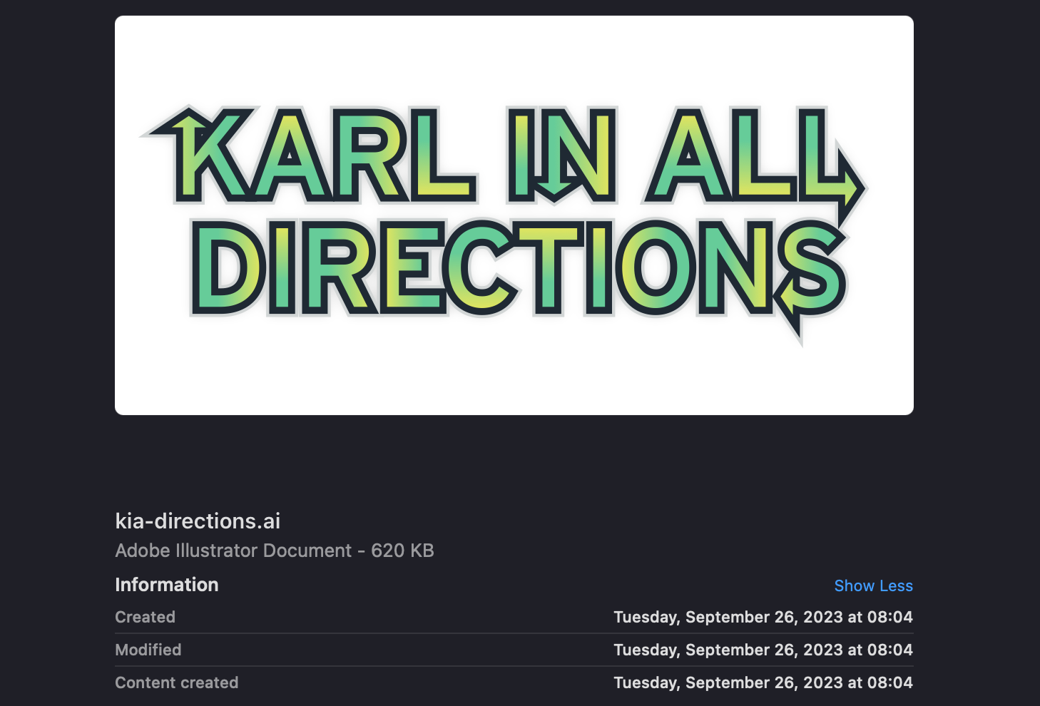 A prototype logo for "Karl In All Directions", made in September 26, 2023.