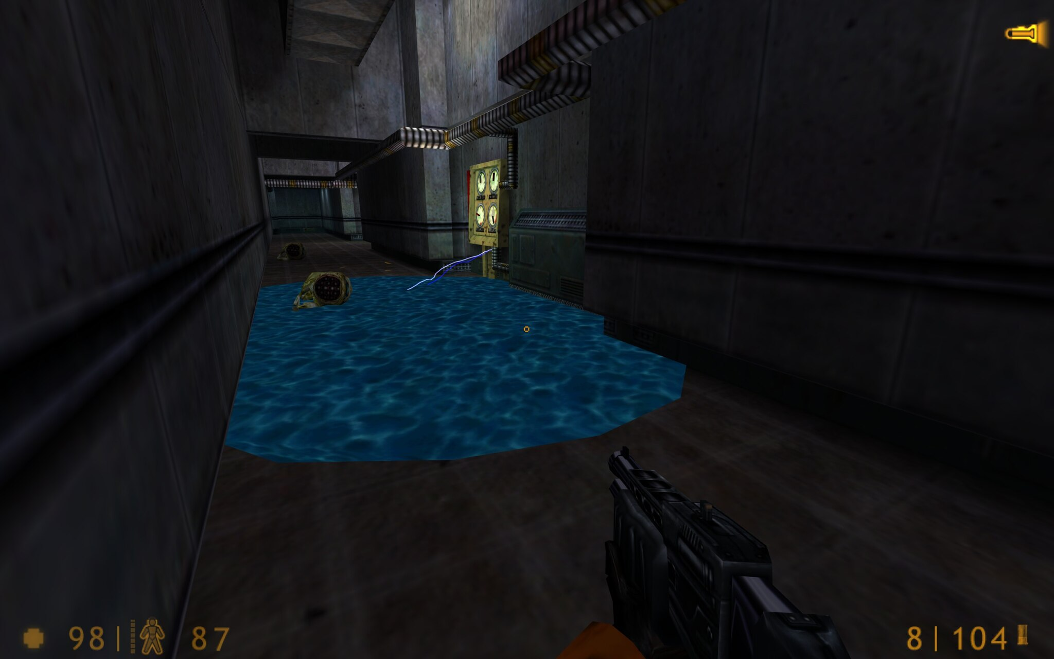 A puddle of electrified water in the power section of Blast Pit.