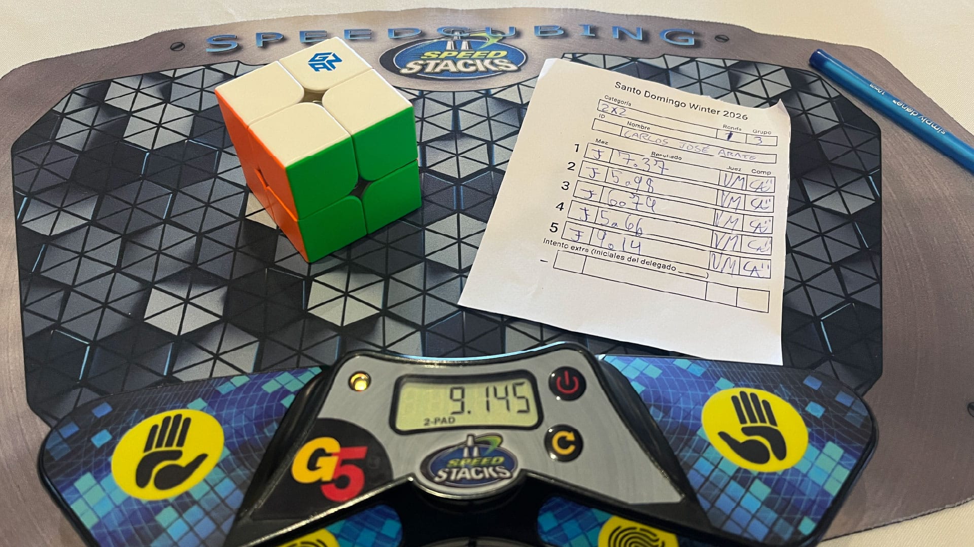 My 6.71 2x2 average of 5 in Round 1 for SD Winter 2026. 7.37, 5.98, 6.79, (5.66), (9.14).