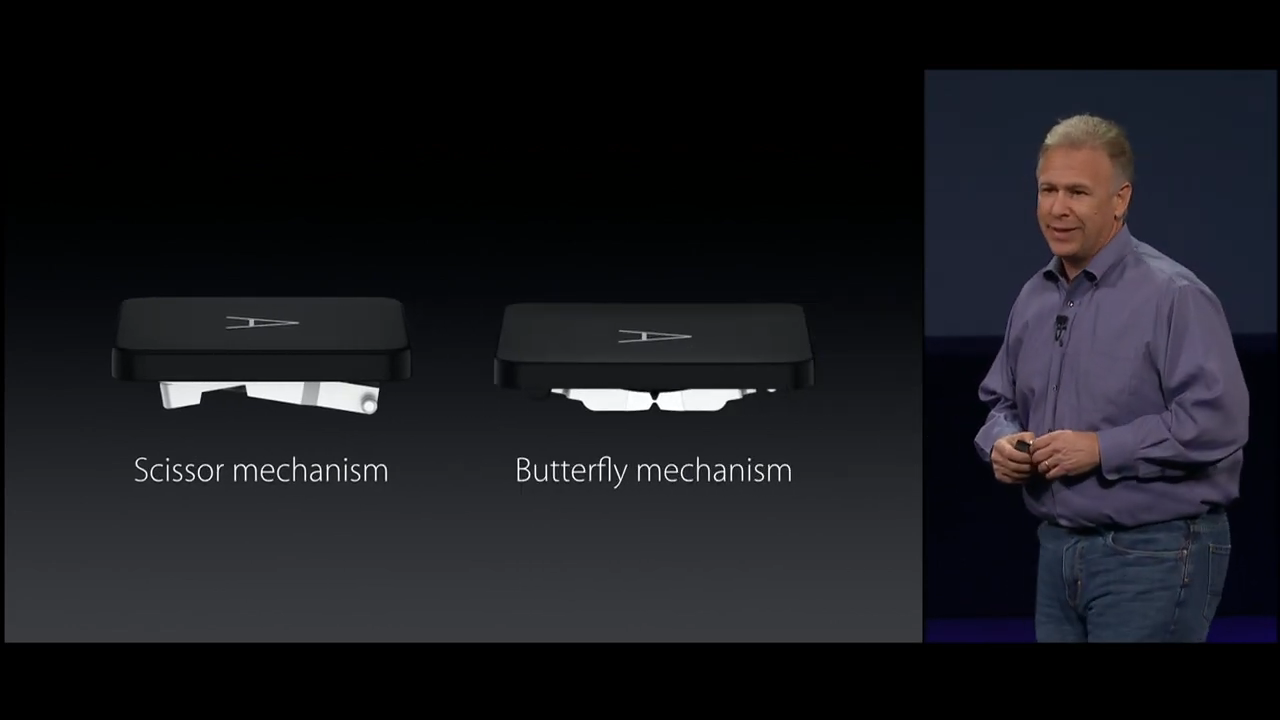 Phil Schiller in the Apple March Event 2015, presenting the new Butterfly mechanism for the 12-inch MacBook keyboard.