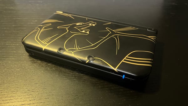 My Nintendo 3DS XL. It features a Charizard face plate.