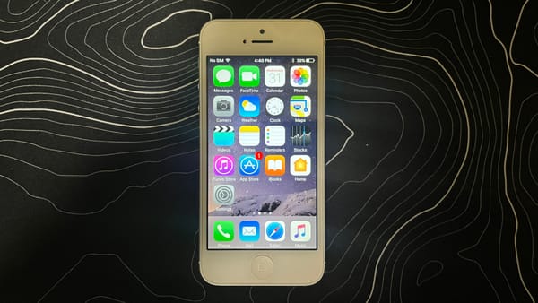 My iPhone 5, on the first page of its homescreen.